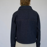 The Nico Cropped Denim Jacket in Navy