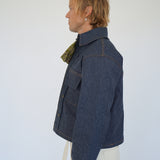 The Nico Cropped Denim Jacket in Navy