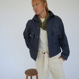 The Nico Cropped Denim Jacket in Navy