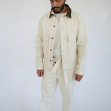 The Nico Denim Jacket in Natural with Italian Leather Collar