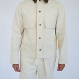 The  Nico Cropped Jacket in Natural with Italian Leather Collar