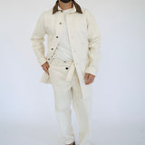 The Nico Denim Jacket in Natural with Italian Leather Collar