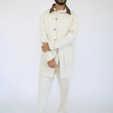The Nico Denim Jacket in Natural with Italian Leather Collar