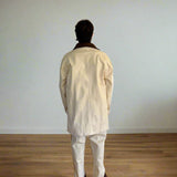 The Nico Denim Jacket in Natural with Italian Leather Collar