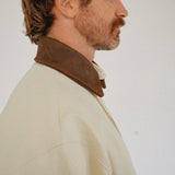The Nico Denim Jacket in Natural with Italian Leather Collar